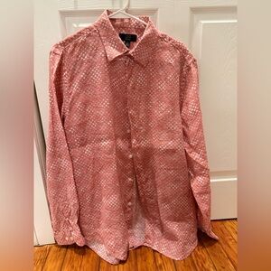 Club Room Men's Coral Red Patterned Button-Down Shirt